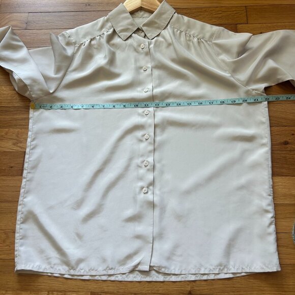 Vintage Beige Button-Up Long Sleeve Blouse - Picture 8 of 10